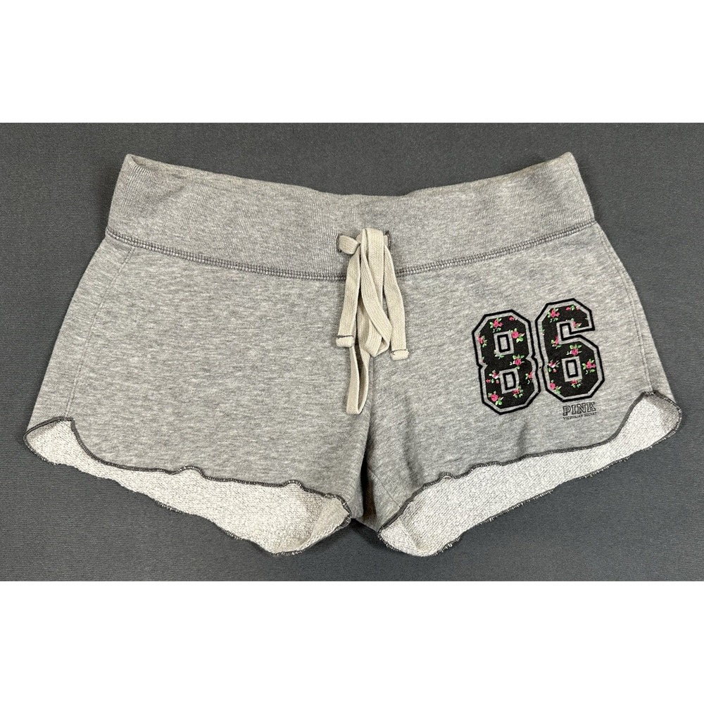 Victoria's Secret Pink Shorts Womens XS Gray 86 Logo Floral Cotton Blend